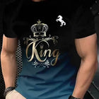 T-Shirt da Uomo alla Moda con Stampa 3D, Girocollo a Maniche Corte, T-Shirt Estiva Casual, in Fibra di Poliestere, Vestibilità Regolare