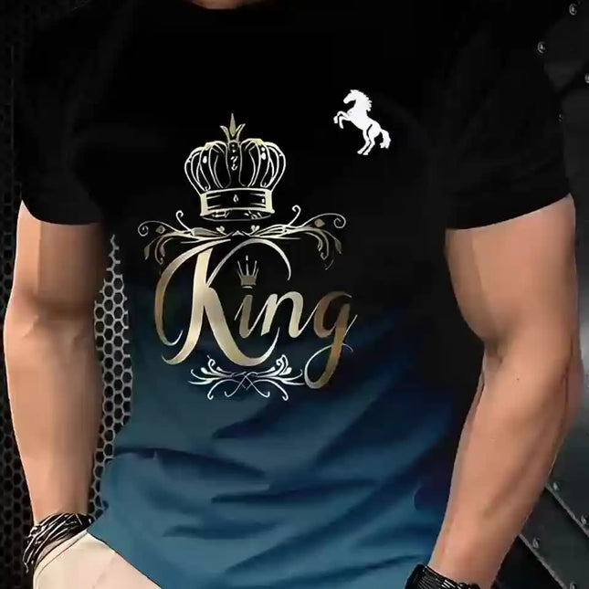 Men's Fashion 3D Print T-Shirt, Short Sleeve Crew Neck, Casual Summer T-Shirt, Polyester Fiber, Regular Fit