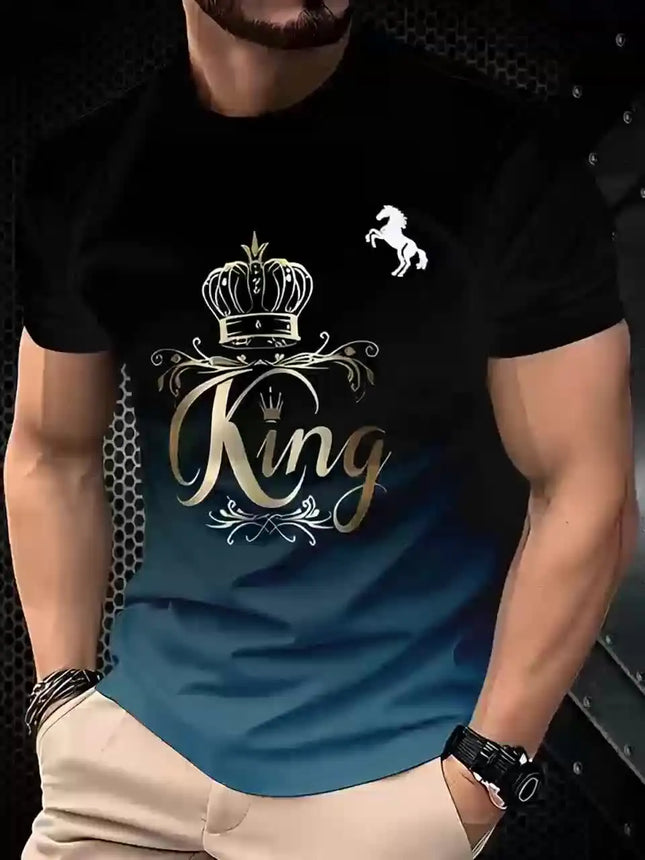 Men's Fashion 3D Print T-Shirt, Short Sleeve Crew Neck, Casual Summer T-Shirt, Polyester Fiber, Regular Fit