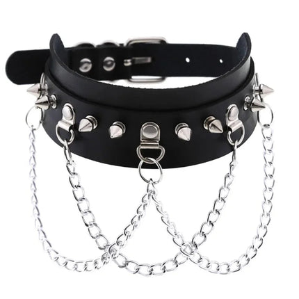 1Pc Harajuku Cuore Sexy Rivetti Cuoio DELL'UNITÀ di elaborazione Nero Goth Punk Girocollo Per Y2K Ragazze FAI DA TE Goth Star Pentagramma Collane Grosse Gioielli PlatiNum