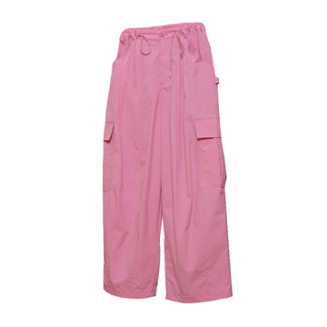 Multi Pockets Black Cargo Wide Leg Pants Women Elastic Drawstring Loose Baggy Trousers Hip Hop Street Outdoor Daily Jogger Pants