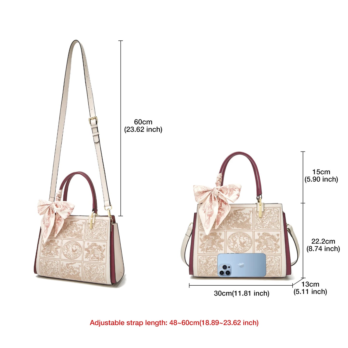 FOXER borsa a spalla donna in pelle con foulard seta
