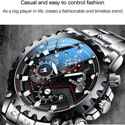 Orologio da uomo Black Warrior autentico alla moda in acciaio inossidabile impermeabile calendario luminoso orologio al quarzo moda maschile orologi regalo platinumshop