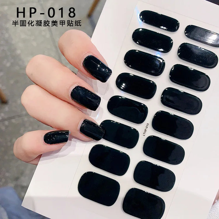 Semi Cured Wraps Fast Gel Nail Sticker Soild Nail Gel Wraps Adhesive Full Cover Gel Nail Decal UV Lamp Cured Manicure Decoration2028