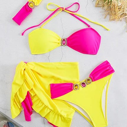 2025 Elegante set bikini in pizzo bianco per costume da bagno in 2 pezzi alla moda e chic da spiaggia, perfetto per abbigliamento da spiaggia e feste in piscina, scariole estive platinumshop