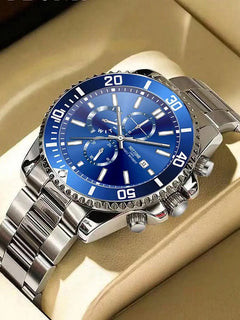 Orologi da lavoro da uomo di lusso Orologio da uomo al quarzo argento Orologio luminoso maschile