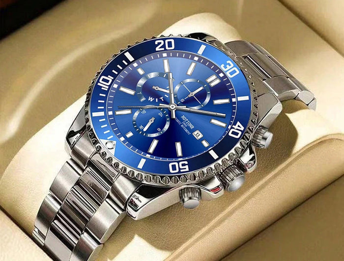 Orologi da lavoro da uomo di lusso Orologio da uomo al quarzo argento Orologio luminoso maschile platinumshop