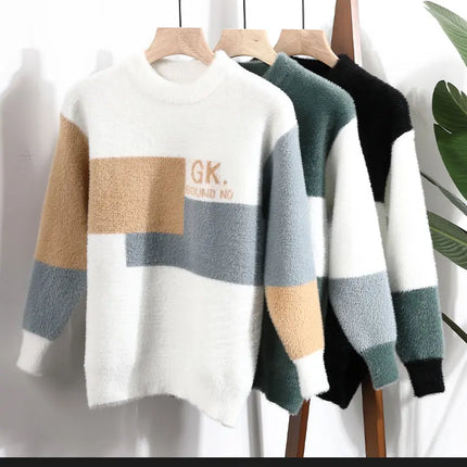 Sweaters men 2025 Winter Letter pattern thick sweater men Student youth sweaters autumn Men's wool pullovers full size S-3XL
