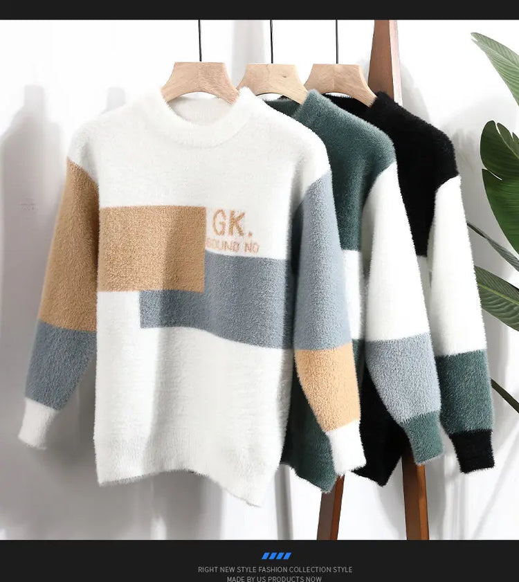 Sweaters men 2025 Winter Letter pattern thick sweater men Student youth sweaters autumn Men's wool pullovers full size S-3XL