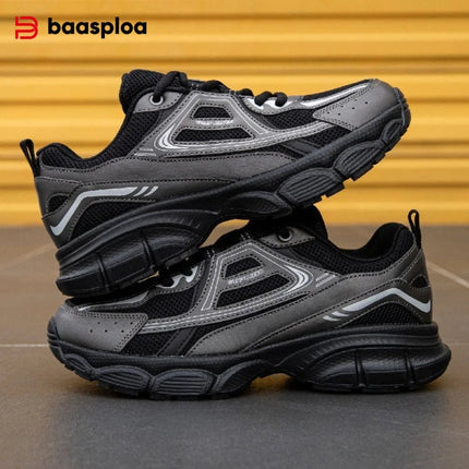 Baasploa Women Running Shoes Lightweight Breathable Sport Shoes Female Comfort White Casual Sneakers Height Increase Cushioning PlatiNum