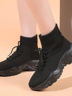Women Casual Mesh Shoes Fashion Knitted Socks Shoes Chunky Shoes Slip-on Casual Sneakers Men Light Breathable Walking Footwear