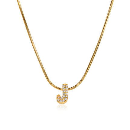 Fashion Tiny CZ Zircon Initial Alphabet Pendant Neckalce Gold Plated Stainless Steel A-Z Letter Necklaces Birthday Gifts Jewelry PlatiNum