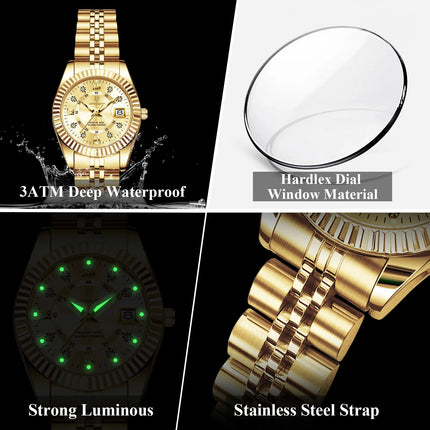 POEDAGAR Orologio da polso da donna alla moda Impermeabile Data luminosa Orologi da donna eleganti Orologio al quarzo in acciaio inossidabile per donna Reloj platinumshop