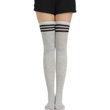 Moda ragazze carine coscia alta nero bianco a righe sopra il ginocchio calzini lunghi scaldamuscoli Lolita calze gotiche per donne sexy