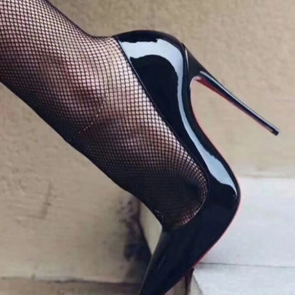 HLTINO nero punta a punta tacchi inferiori rossi moda donna primavera estate décolleté scarpe in vera pelle per scarpe da donna da festa quotidiana