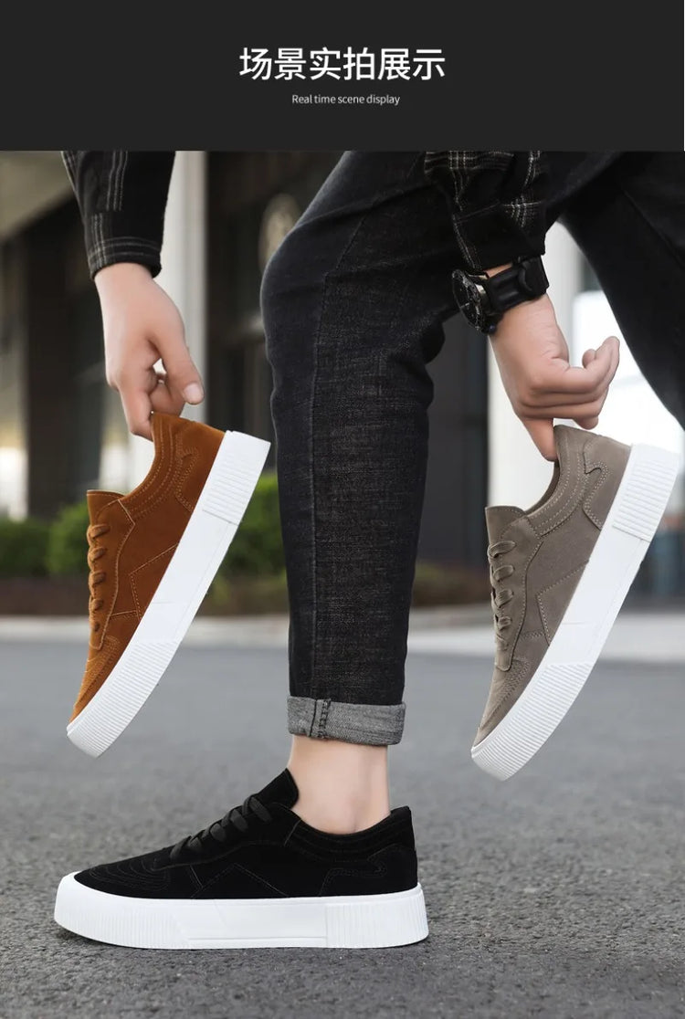 Men's Vulcanized Shoes Fashion Casual Sneakers Lace Up Platform Shoe High Quality Suede Casual Shoes for Men Sneakers Man Shoes