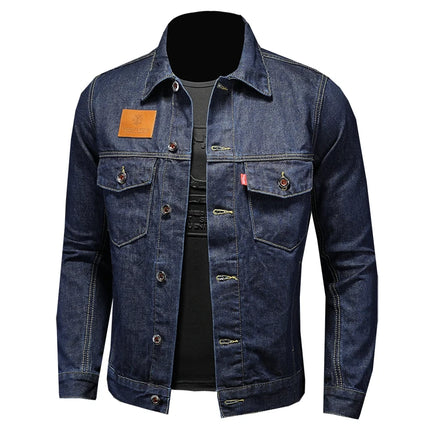 Men's High-Quality Dark Blue Casual Denim Coat Classic Fashion European Style Handsome M-4XL 2024 New