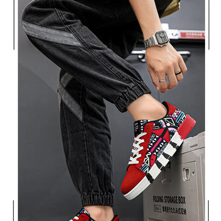 Scarpe vulcanizzate rosse di alta qualità per uomo Sneakers casual unisex 46 Taglia Moda Graffiti Sneakers piatte Scarpe da skateboard da uomo