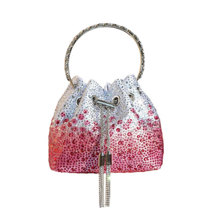 Handle Rhinestones Evening clutch Bag Purses and handbag luxury Designer shoulder bag Shiny Crystal Clutch purse bucket bag PlatiNum