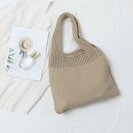 Borse a maglia da donna, borsa tote grande capacità, borsa estiva da spiaggia, borsa grande casual, borse a tracolla intrecciate a nido d'ape, borsa da donna
