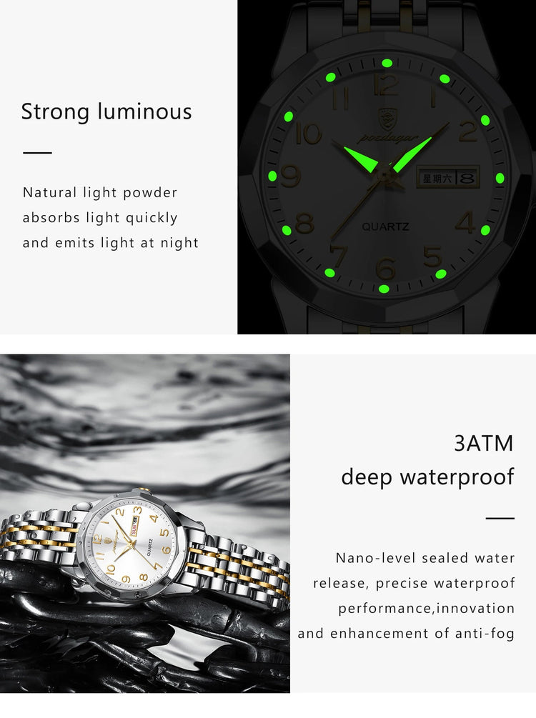 POEDAGAR elegante orologio da polso da donna al quarzo impermeabile luminoso data settimana orologio da donna orologi da donna casual in acciaio inossidabile reloj platinumshop