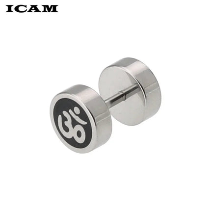 ICAM 1 paio di semplici manubri in acciaio inossidabile uomo/donna orecchini a bottone stile Punk moda acciaio 316L gioielli da uomo regalo 3 colori platinumshop