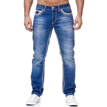 Straight Jeans Men Washed no hole Jean Spring Summer Boyfriend Jeans Streetwear Loose Cacual Designer Long Denim Pants Trousers PlatiNum