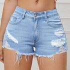 Ripped Raw Denim Shorts For Women Fashion A-line Hem Female Summer Hot Pants Streetwear Blue Clothing Skinny Sexy Retro Leisure PlatiNum