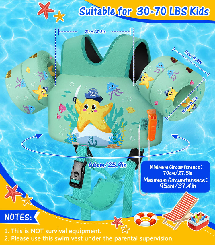 Gilet da bagno per bambini per bambini Floaties per braccioli da nuoto 15-70 libbre Ali d'acqua per nuoto in cartone animato con cinturino sul cavallo Gilet galleggianti per piscina per bambini