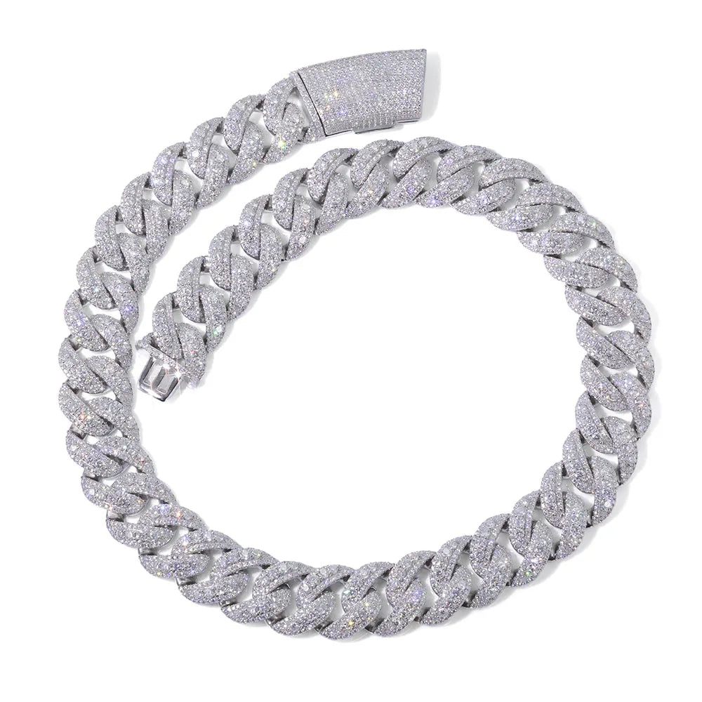 Accessorio Hip Hop Collana in oro rosa largo 22 mm Collana pesante alla moda fredda con zirconi in rame per uomini e donne