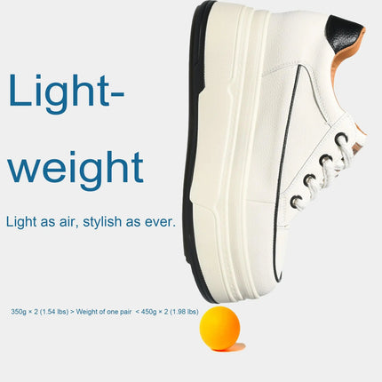Fujin 9cm 3 inch comfortable platform sneakers for women Genuine Leather Women Vulcanized Shoes Platform High Heels Casual Shoes PlatiNum