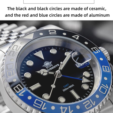 ADDIESDIVE New 40mm Luxury Men Business GMT Watch Swiss Ronda 515-24H Quartz Waterproof 200m Luminous Aluminum Ceramic Bezel