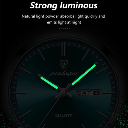 POEDAGAR Orologi da uomo di lusso Impermeabile luminoso Data Settimana Orologio da uomo in acciaio inossidabile Moda casual Orologio da polso da uomo al quarzo Reloj platinumshop
