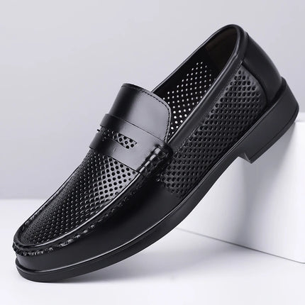 Mocassini in Pelle da Uomo Estate 2026, Scarpe Casual Slip-on Traspiranti, Comode per Camminare e per l'Ufficio