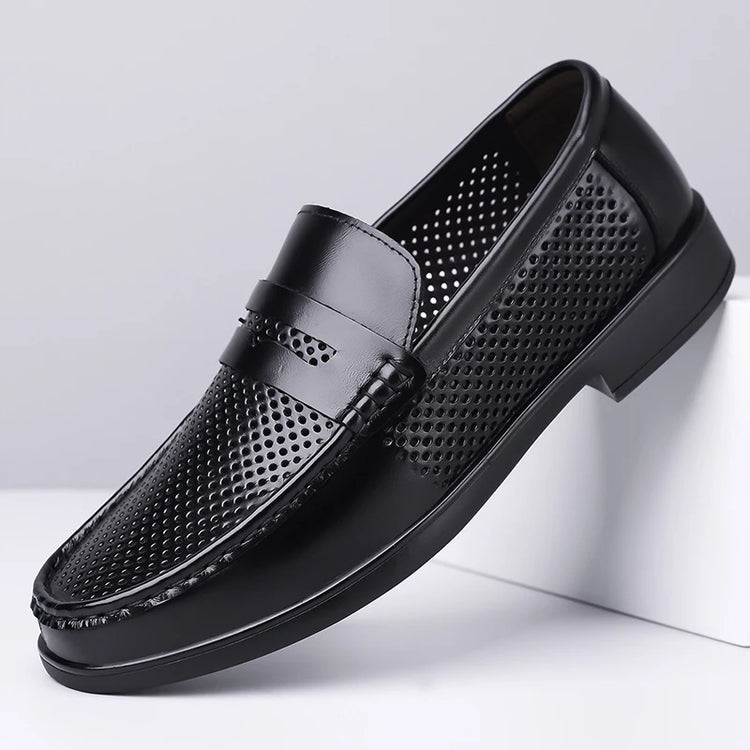 Mocassini in Pelle da Uomo Estate 2026, Scarpe Casual Slip-on Traspiranti, Comode per Camminare e per l'Ufficio