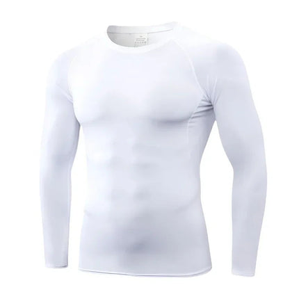 Men's Long Sleeved Sports T-Shirt With High Elasticity And Quick Drying Solid Color Long Sleeves for Autumn Winter PlatiNum