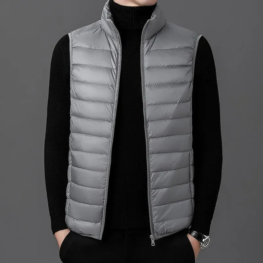 2025 Autumn Winter Men' Sleeveless Vest Jackets Fashion Male Cotton-Padded Vest Coats Men Stand Collar Warm Waistcoats Clothing