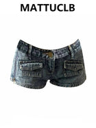2026 Summer Women Cargo Jeans Shorts Kpop Abi Japanese Y2K 2000s Gyaru Denim Hot Pants Grunge Tide High Street Coquette Sexy PlatiNum