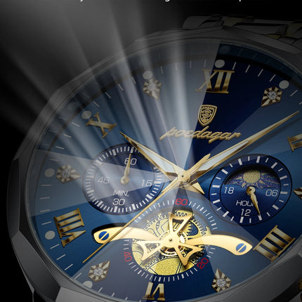 POEDAGAR Orologio da uomo di lusso Top originale impermeabile cronografo luminoso orologio da polso da uomo al quarzo in acciaio inossidabile orologi da uomo Reloj platinumshop