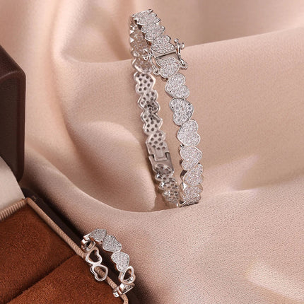 Set di Bracciale e Anello ZAKOL Hip Hop con Charm a Cuore in Zirconia Cubica per Uomo e Donna, Regalo di San Valentino per Coppie platinumshop