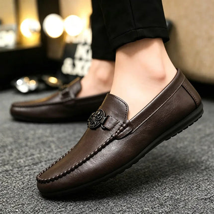 Mocassini da uomo in stile britannico, scarpe da ufficio casual da uomo, comode scarpe basse slip-on, scarpe da guida traspiranti e antiscivolo da uomo