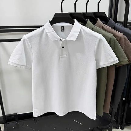 High-quality men's polo shirt, heavy cotton, summer, new, classic, branded, embroidered, comfortable, breathable, fashionable, short sleeve