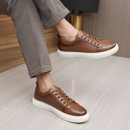 Casual men's leather shoes New comfortable and trendy styles Outdoor Fashion Party Daily leisure youth Black Board Shoes HOT -46