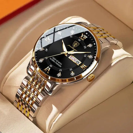 Orologio da uomo con doppio calendario, impermeabile, con luce notturna, edizione coreana, orologio alla moda, regalo di compleanno per uomo, sorpresa