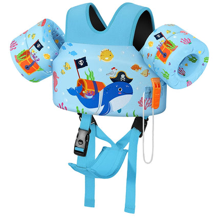 Kids Swim Vest for Toddlers Floaties for Swimming Armbands 15-70 lbs Cartoon Swim Water Wings with Crotch Strap Child Pool Floats Vest