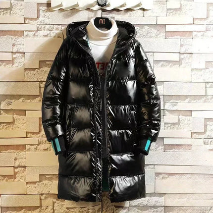 Breathable Down Filled Coat for Men Waterproof Glossy Surface Korean Trendy Winterwear with Reinforced Stitching