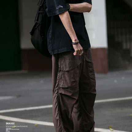 Spring Summer Korean Outdoor Functional Waterproof Cargo Pants For Men Clothing Harajuku Joggers Casual Breathable Pants Male