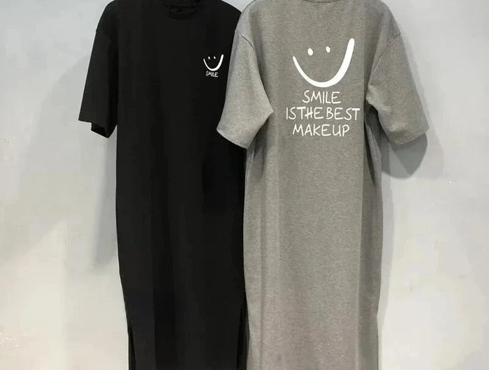 Abito t-shirt a maniche corte nuovo estivo da donna Abito ampio sopra il ginocchio di media lunghezza platinumshop