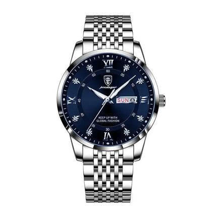 Orologio da uomo con doppio calendario, impermeabile, con luce notturna, edizione coreana, orologio alla moda, regalo di compleanno per uomo, sorpresa