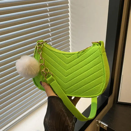 Mini Women Shoulder Bags Fashion Felt Women's Bag Design Advanced Underarm Handbags Mini Saddle Bag PlatiNum